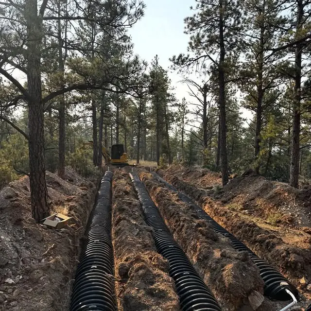 Septic tank and drainfield installation in progress near Butte, MT.