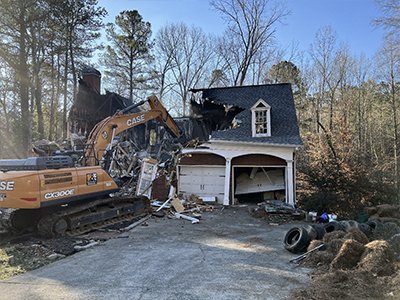 Demolition project in progress by Schaefer Excavating. Helena, Montana