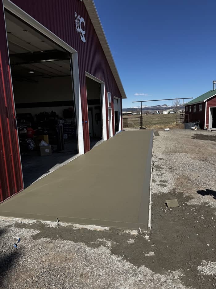 New concrete driveway installed at commercial property in Montana
