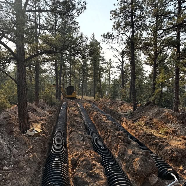 Septic tank and drainfield installation in progress near Butte, MT.