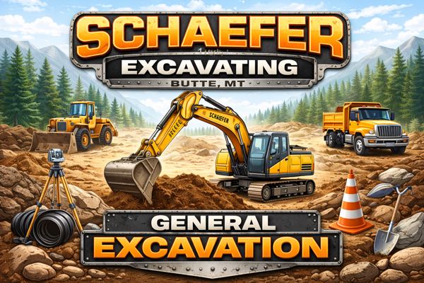 Excavating contractor in Butte, MT – Schaefer Excavating heavy equipment and site preparation graphic