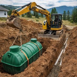 septic installation butte mt Schaefer Excavating installing septic tank and drain field