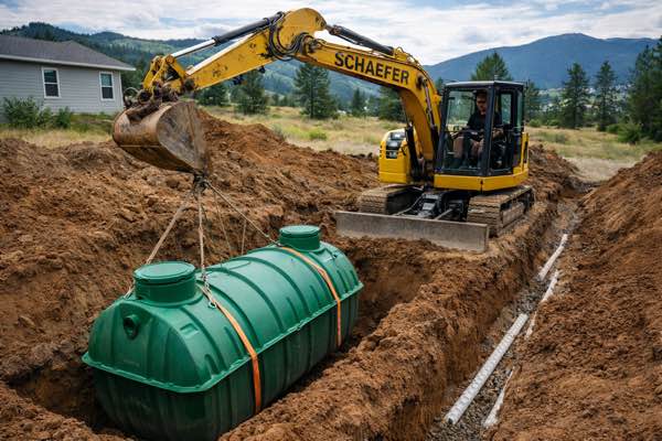 septic installation butte mt excavation contractor Schaefer Excavating installing septic system