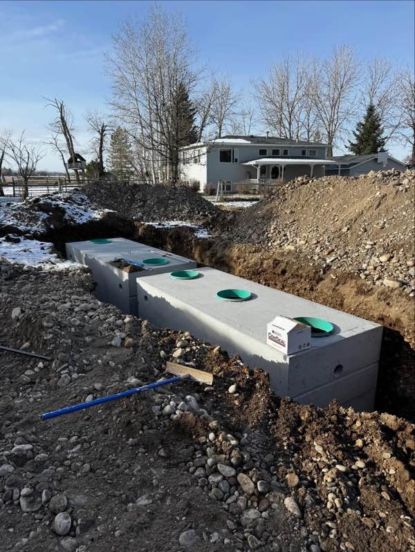 Septic tank installation Butte MT concrete tank placement Schaefer Excavating