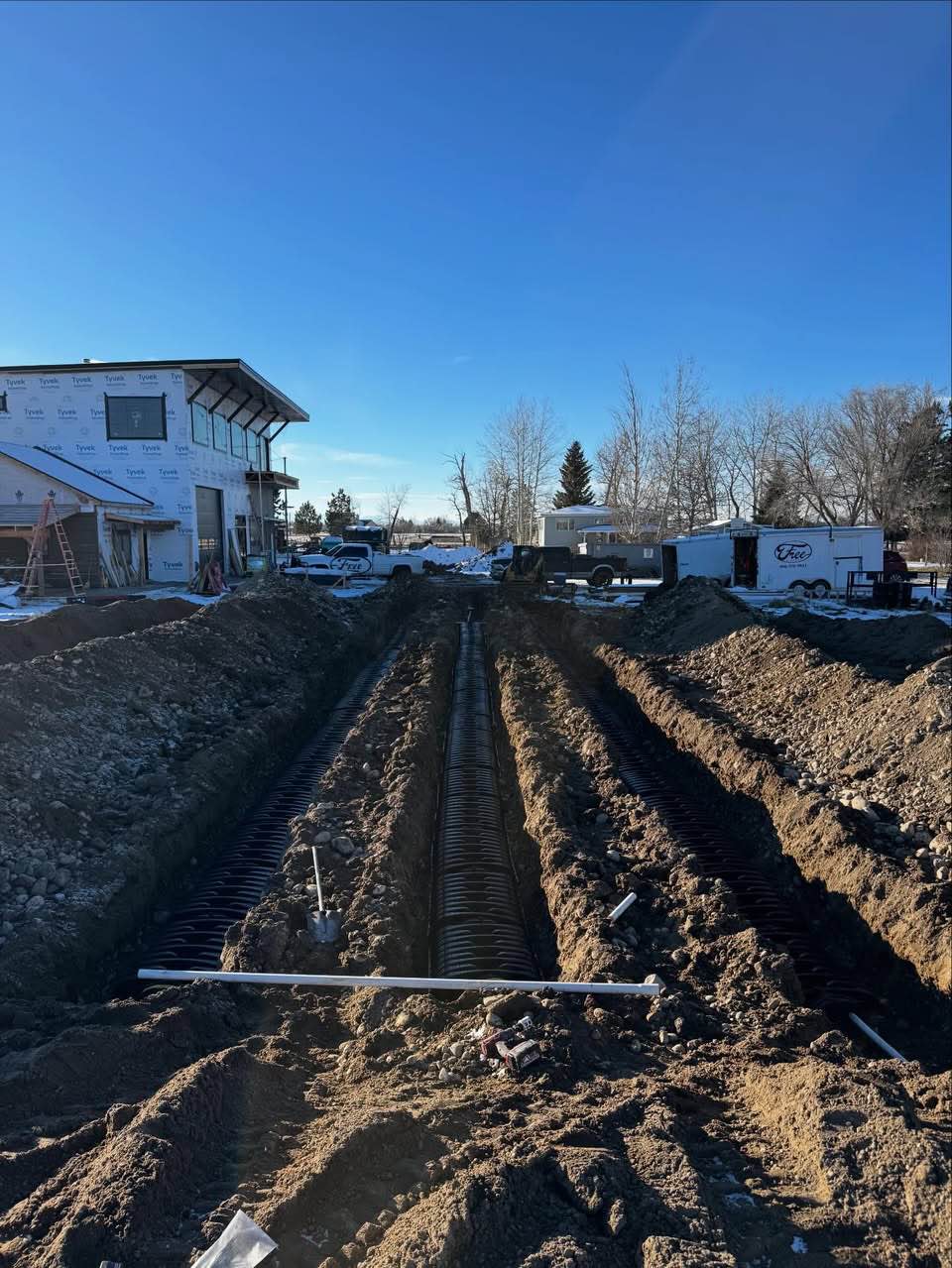Septic system installation Butte MT drain field excavation Schaefer Excavating