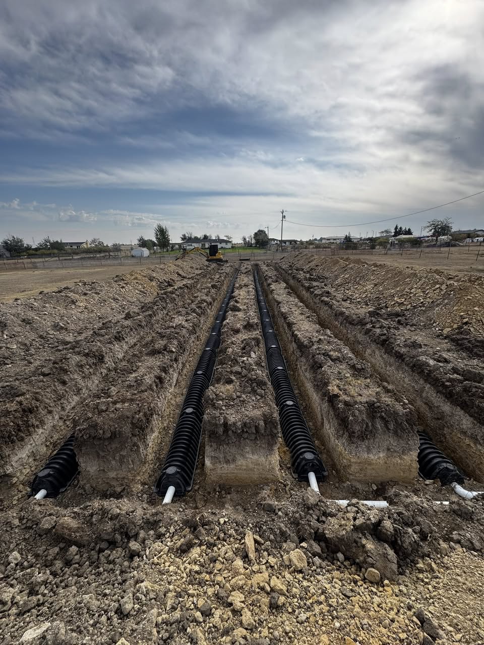 septic tank installation butte mt drain field trenching and pipe layout by schaefer excavating